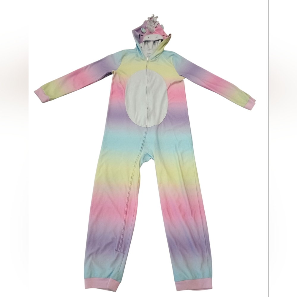 Carters Rainbow Unicorn Hooded Pajamas PJs Costume Child Size 12/12A